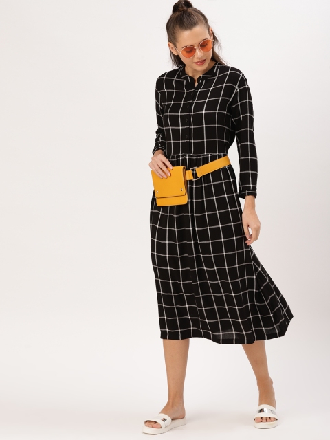 

DressBerry Women Black & White Checked A-Line Dress