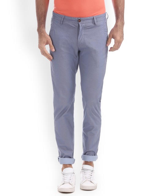 

Arrow Men Blue Slim Fit Printed Regular Trousers