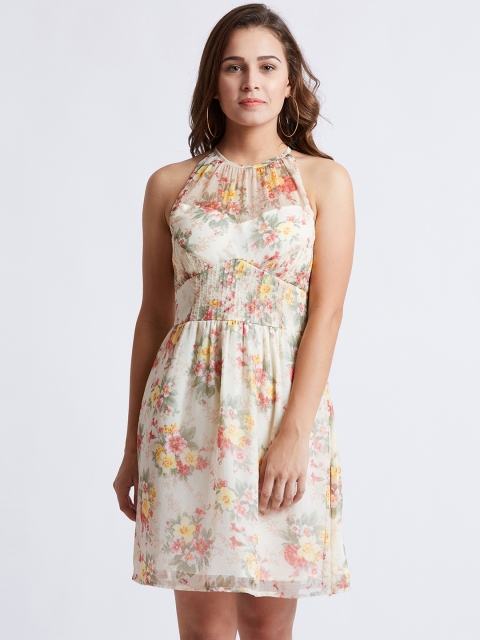 

MAGRE Women Off-White Printed Fit and Flare Dress