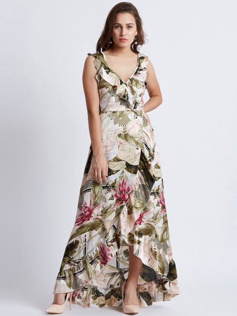 

MAGRE Women Green Printed Maxi Dress