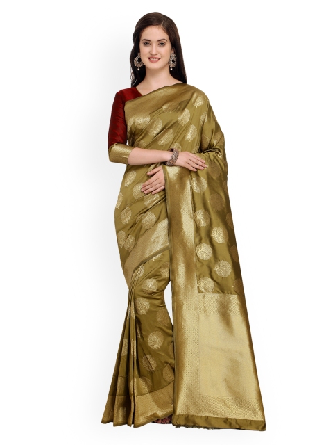 

Shaily Green & Golden-Coloured Pure Silk Woven Design Banarasi Saree