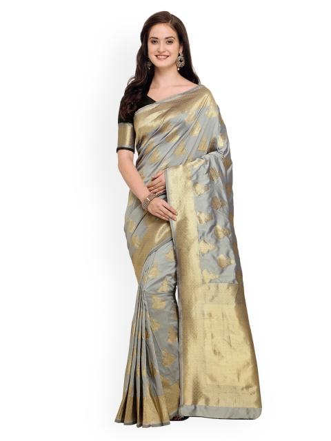 

Shaily Grey & Golden-Coloured Pure Silk Woven Design Banarasi Saree