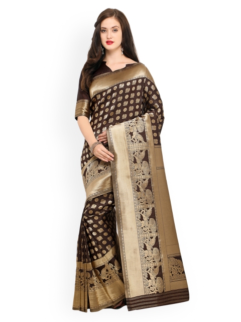 

Shaily Brown Pure Silk Woven Design Banarasi Saree