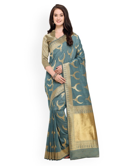 

Shaily Blue Pure Silk Woven Design Banarasi Saree