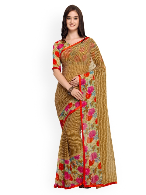 

Shaily Brown Printed Pure Georgette Saree