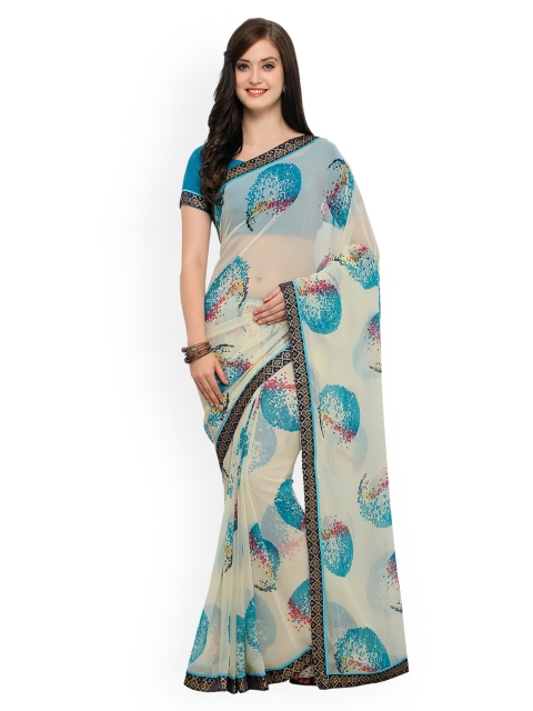 

Shaily White Printed Pure Georgette Saree