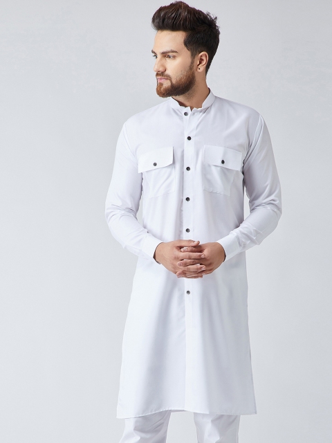 

SOJANYA Men White Solid Pathani Kurta