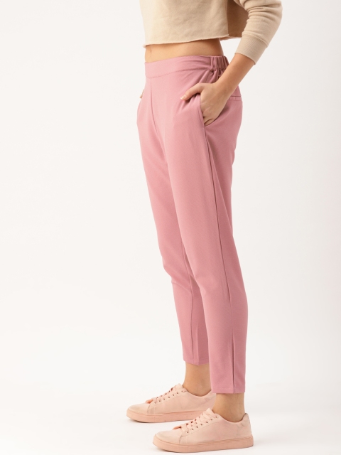 

DressBerry Women Pink Regular Fit Solid Regular Trousers