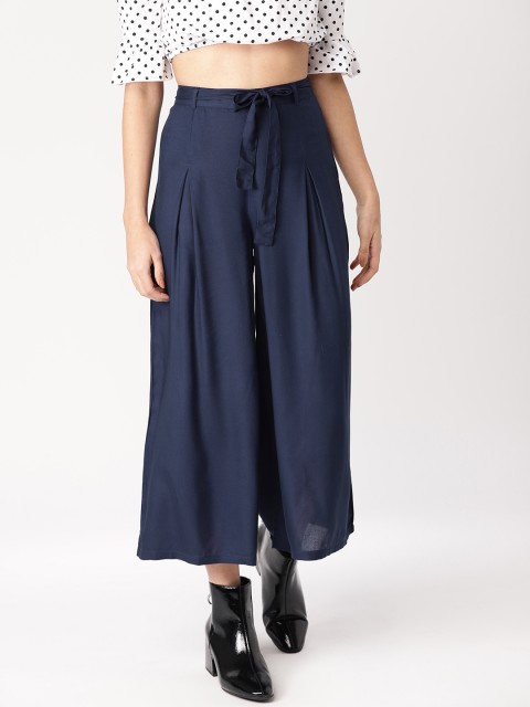 

DressBerry Women Navy Blue Regular Fit Solid Culottes