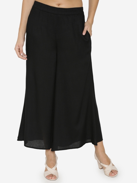 

Yaadleen Women Black Wide Leg Solid Palazzos