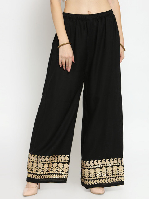 

Castle Women Black Straight Embroidered Palazzos