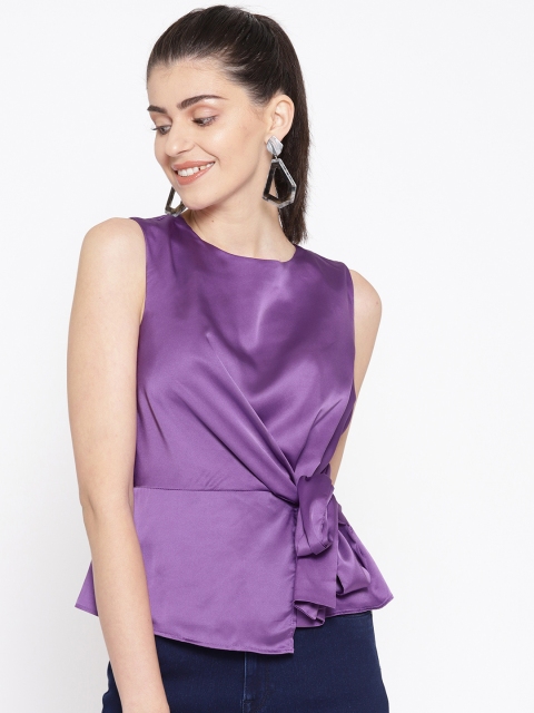 

Vero Moda Women Purple Solid Cinched Waist Top