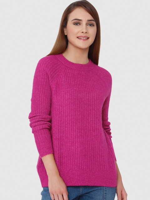 

Vero Moda Women Pink Striped Sweater