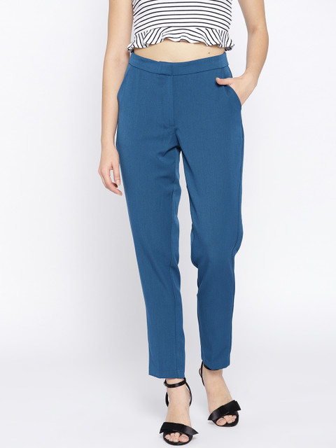 

Vero Moda Women Teal Blue Solid Regular Trousers