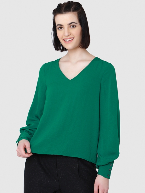 

Vero Moda Women Green Solid Top
