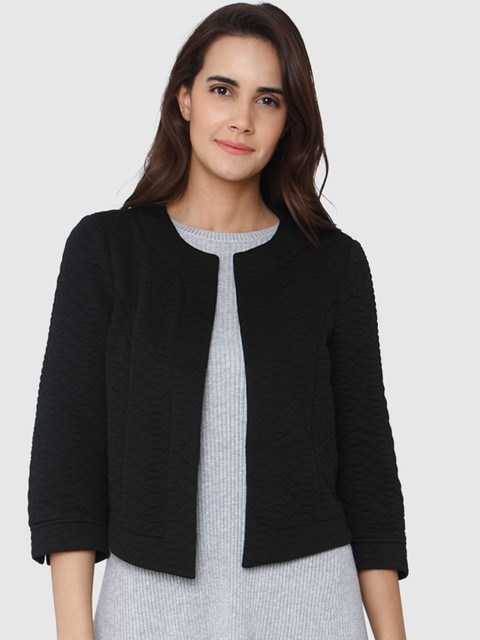 

Vero Moda Women Black Solid Open Front Jacket