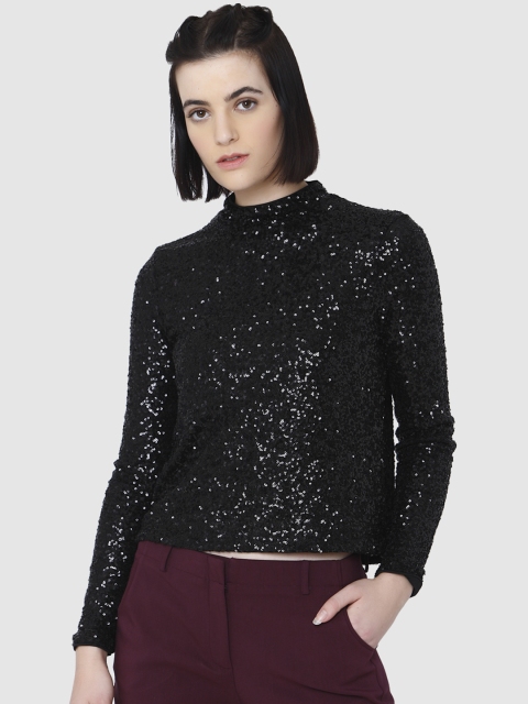 

Vero Moda Women Black Embellished Top