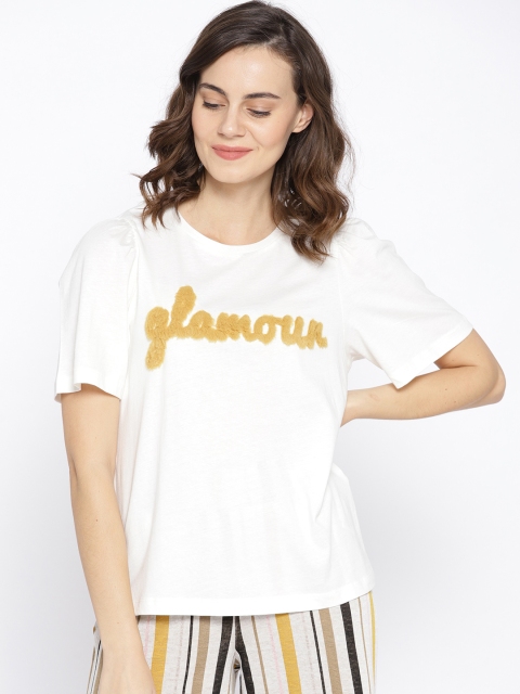 

Vero Moda Women Off-White Applique Detail Top