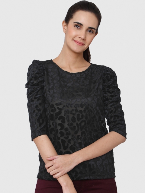 

Vero Moda Women Black Self-Design Top
