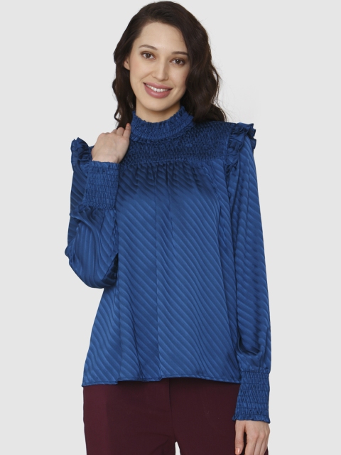 

Vero Moda Women Navy Blue Self Design Top
