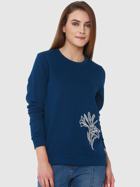 

Vero Moda Women Teal Blue Solid Pullover