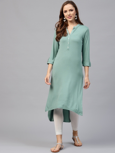 

Shree Women Green Solid Straight Kurta