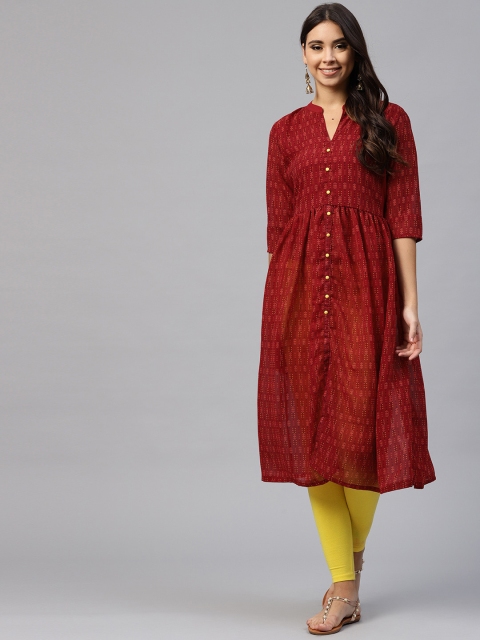 

Shree Women Maroon Printed A-Line Kurta