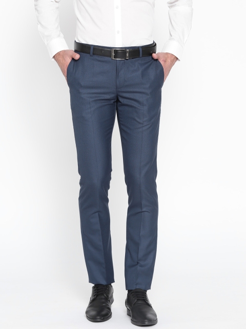 

Blackberrys Men Navy Blue Regular Fit Solid Formal Trousers