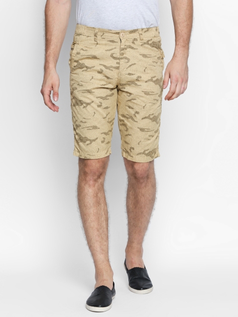 

AVOQ Men Khaki Printed Regular Fit Regular Shorts