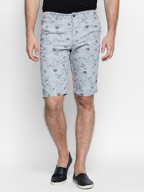 

AVOQ Men Grey Printed Regular Fit Regular Shorts