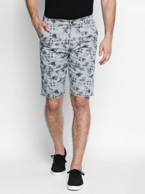 

AVOQ Men Grey Printed Regular Fit Regular Shorts