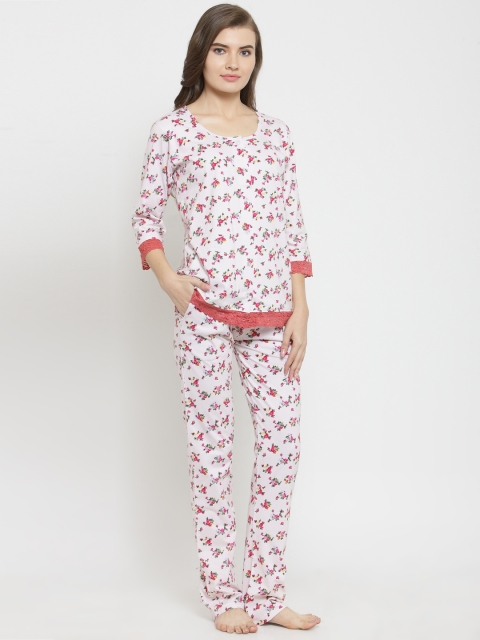 

Claura Women Pink & White Printed Night suit cot-112-pink-LT