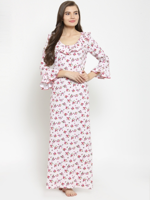 

Claura White & Red Printed Nightdress
