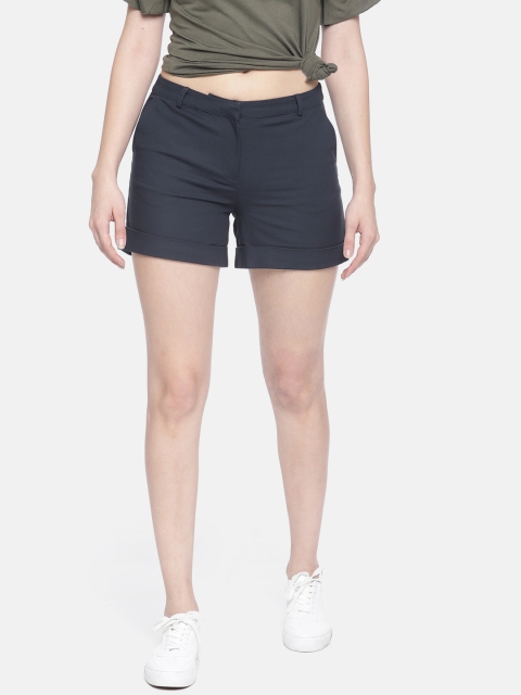 

Vero Moda Women Navy Solid Regular Fit Regular Shorts, Navy blue