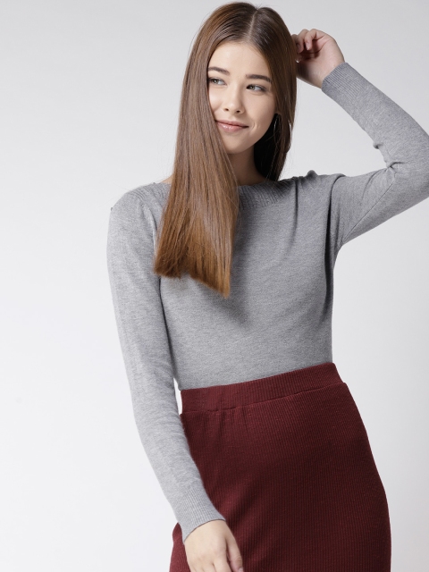

Fort Collins Women Grey Melange Solid Pullover