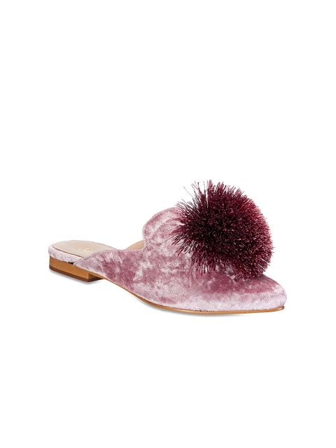 

Saint G Women Pink Embellished Velvet Mules