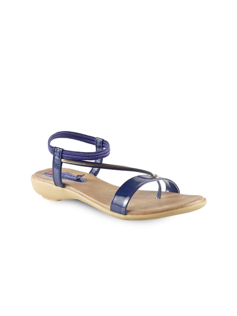 

MSC Women Blue Solid Synthetic Open Toe Flats