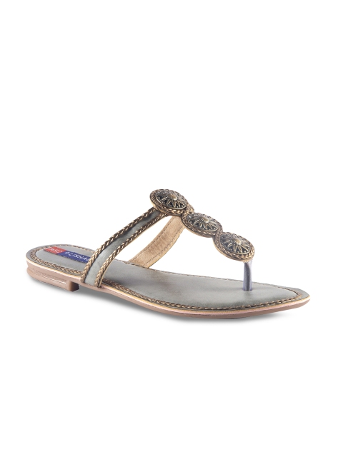 

MSC Women Grey Solid Synthetic T-Strap Flats