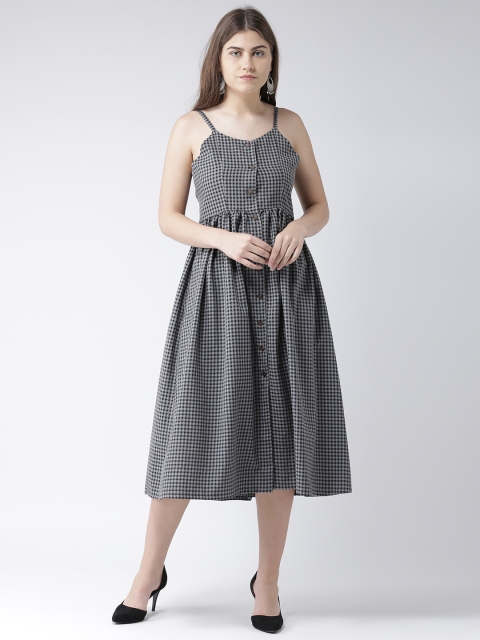 

pinwheel Women Grey Checked Fit and Flare Dress