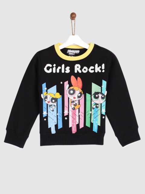 

YK Powerpuff Girls Black Printed Sweatshirt