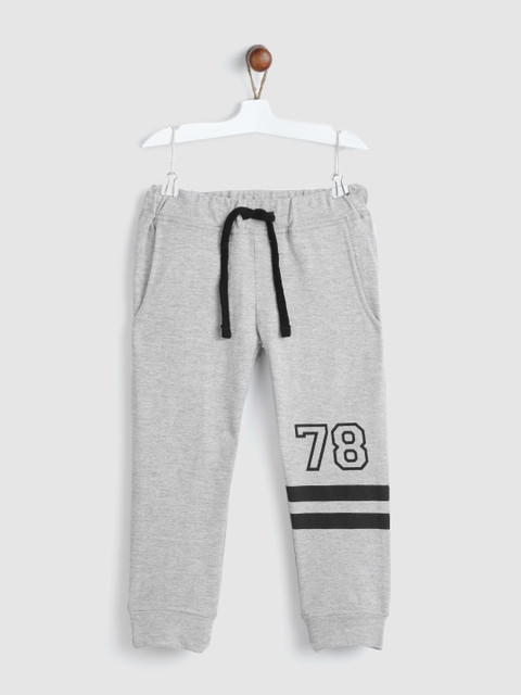 

YK Boys Grey Melange Solid Joggers