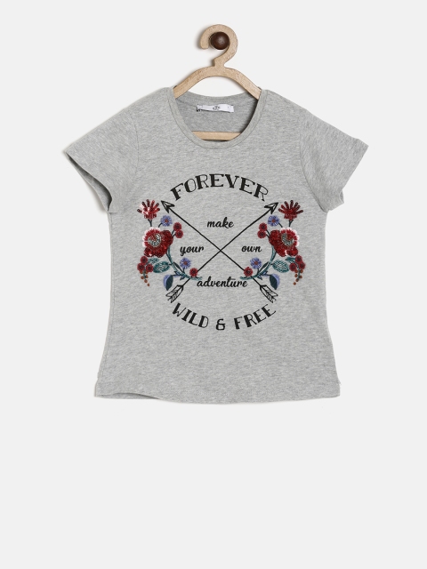 

Marks & Spencer Girls Grey Printed Round Neck T-shirt