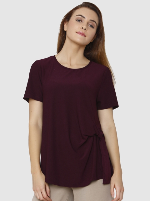 

Vero Moda Women Burgundy Solid Cinched Waist Top
