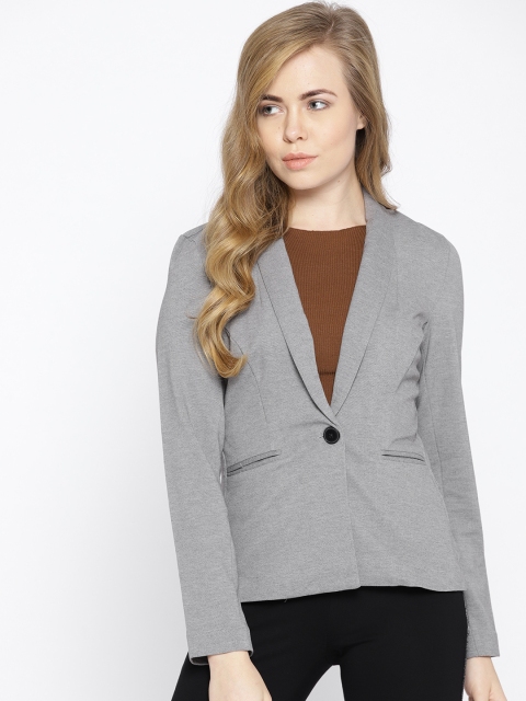 

Vero Moda Women Grey Melange Solid Casual Blazer