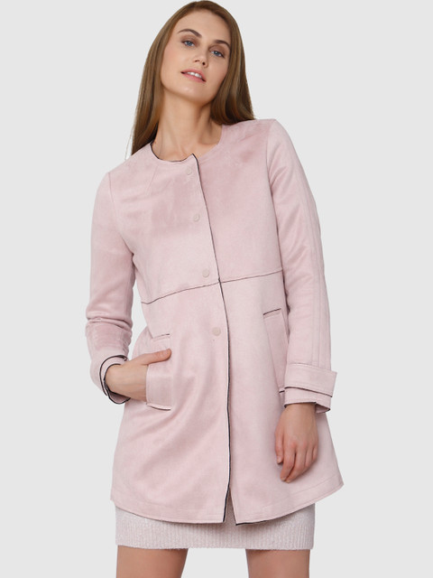 

Vero Moda Women Pink Solid Single Breasted Trench Coat