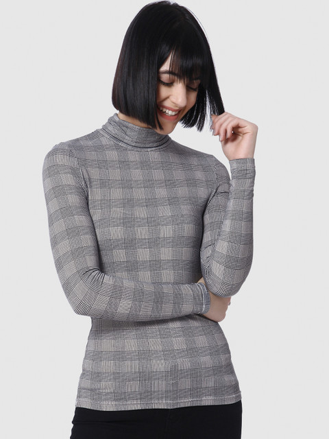 

Vero Moda Women Grey Checked Top