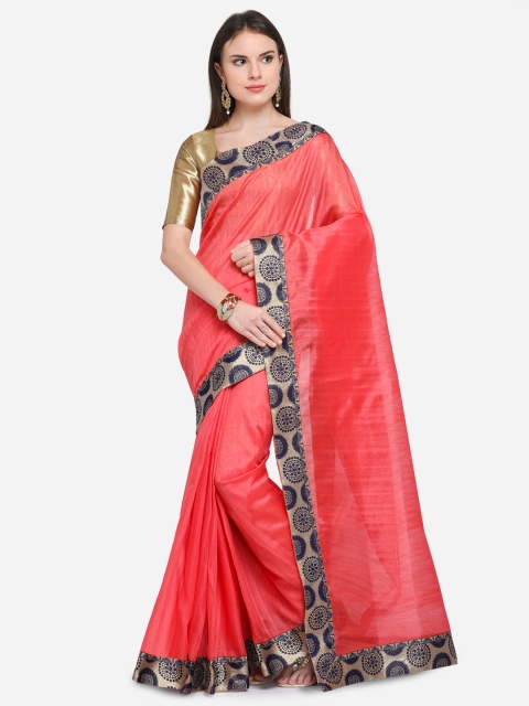 

Florence Peach-Coloured Solid Silk Blend Saree