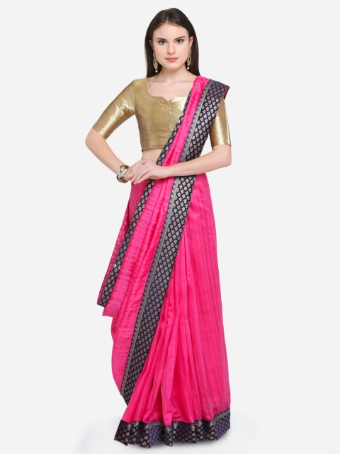 

Florence Pink Solid Silk Blend Saree