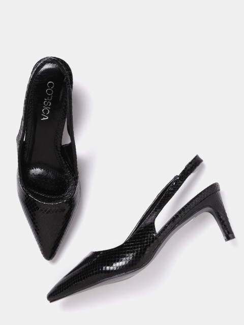 

CORSICA Women Black Snakeskin Texture Pumps