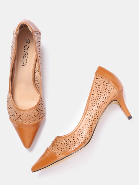 

CORSICA Women Tan Brown Cut-Out Pumps